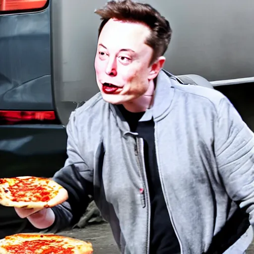 Image similar to elon musk eating pizza