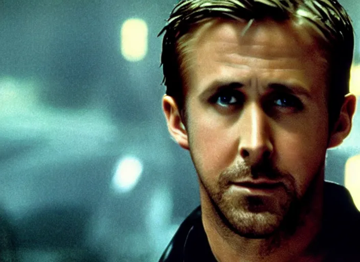 Image similar to film still of Ryan Gosling as Decker in Blade Runner 1982