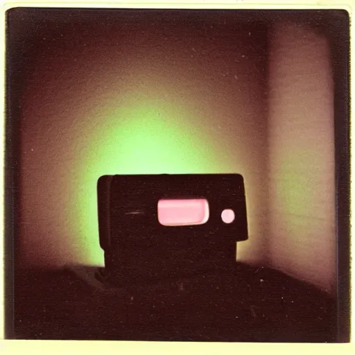 Prompt: polaroid of a glowing mystery object