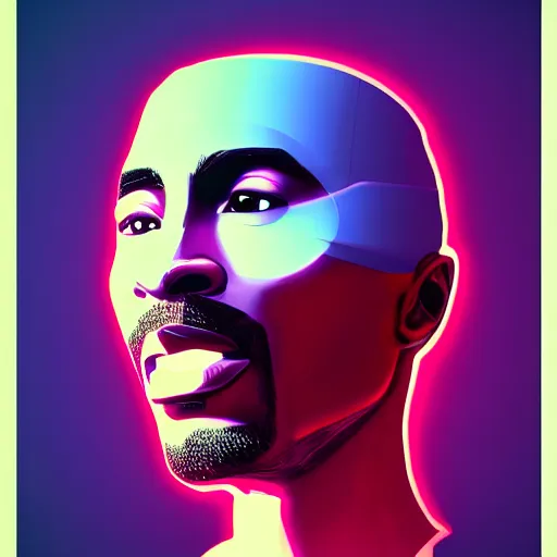 Prompt: giant tupac head shooting lasers from eyes by beeple, art station, perfect lightning, detailed