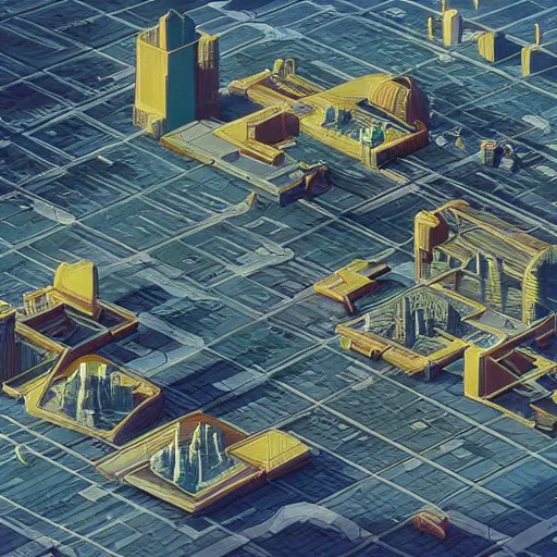 Image similar to isometric sci - fi city by michael whelan. beautiful high quality render.