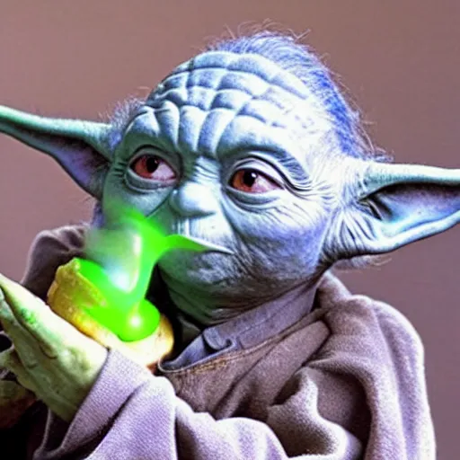 Image similar to yoda eating a pigeon