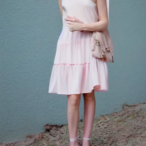 Image similar to pale pastel pink and white dress