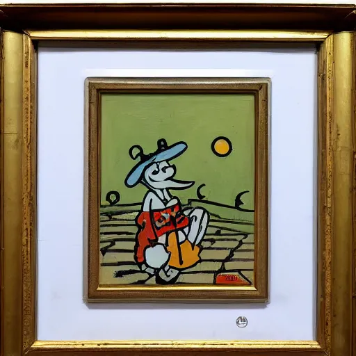 Image similar to moomin, oil painting, met collection, vintage comic