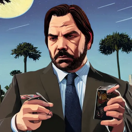 Prompt: matt berry in gta v promotional art by stephen bliss, no text