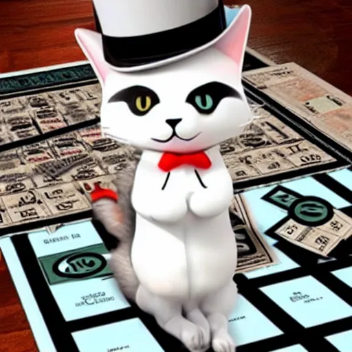 Image similar to Extremely cute!!! cat as the monopoly man