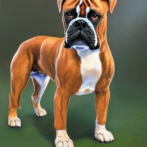 Image similar to a Boxer dog, by Mark Brooks, Donato Giancola, Victor Nizovtsev, Scarlett Hooft Graafland, Chris Moore