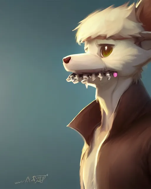 Image similar to character concept art of a cute young male anthropomorphic furry | | absolutely adorable muzzle, key visual, realistic shaded perfect face, fine details by stanley artgerm lau, wlop, rossdraws, james jean, andrei riabovitchev, marc simonetti, and sakimichan, trending on artstation