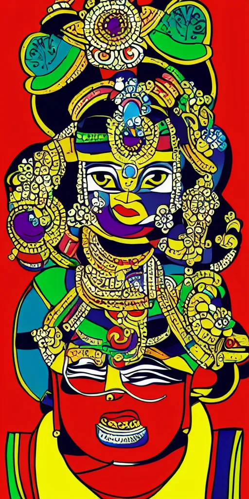 Prompt: kathakali illustration style pop art