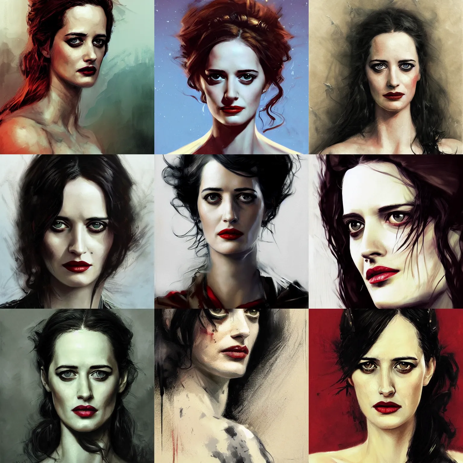 Prompt: portrait of actress eva green, colourised, face portrait, epic, tragic, military art, fantasy, dieselpunk, hd shot, digital portrait, beautiful, artstation, comic style, by artgerm, guy denning, jakub rozalski, magali villeneuve and charlie bowater