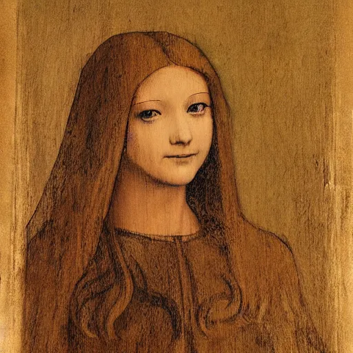 Image similar to Leonardo da Vinci portrait of Monika (Doki Doki Literature Club)