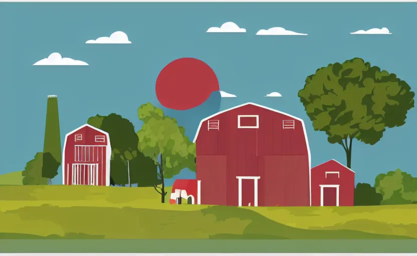 Image similar to farm house, vector, storybook, muted colors, gouache, flat poster, sharp edges, print