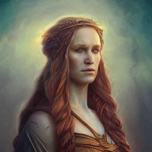 Image similar to majestic gracious regal goddess mater theia portrait, ancient greece, atmospheric lighting, painted, intricate, volumetric lighting, beautiful, rich deep colours masterpiece, golden hour, sharp focus, ultra detailed, by leesha hannigan, ross tran, thierry doizon, kai carpenter, ignacio fernandez rios