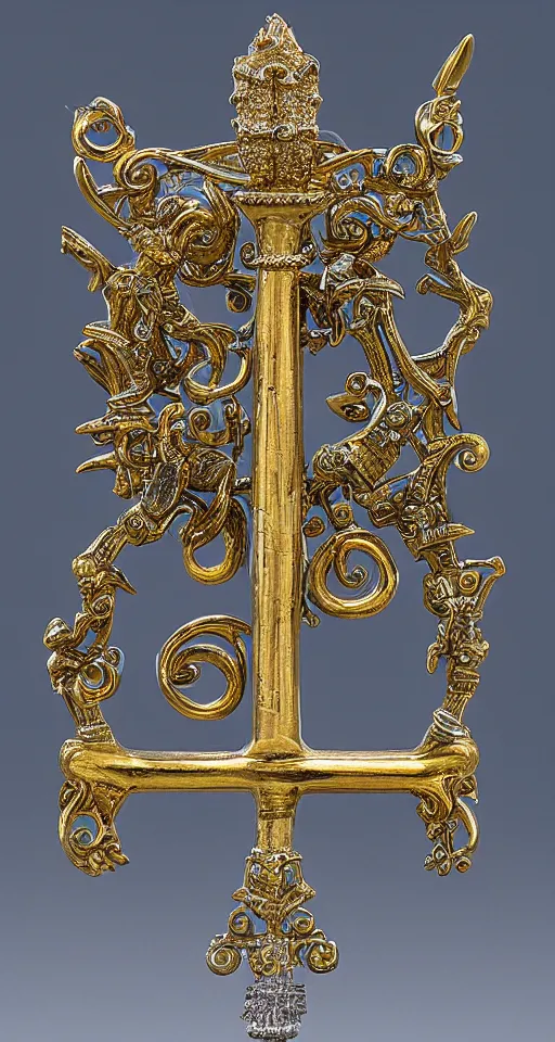 Image similar to ornate ceremonial bismuth trident