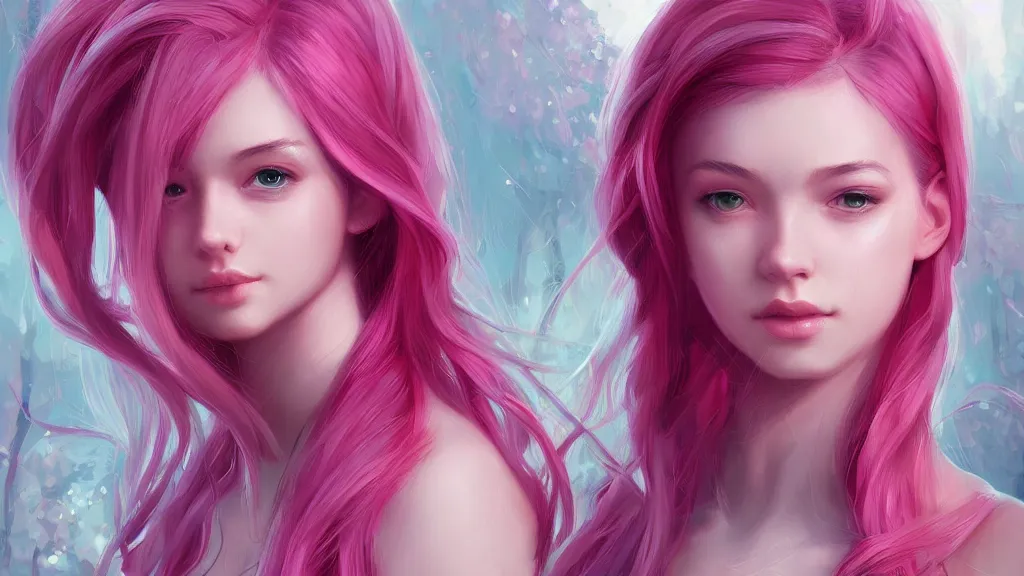 Image similar to teen girl, pink hair, gorgeous, amazing, elegant, intricate, highly detailed, digital painting, artstation, concept art, sharp focus, illustration, art by Ross tran