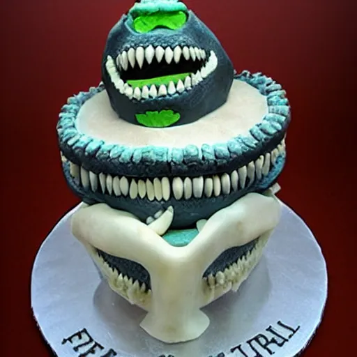 Image similar to a cake made of teeth