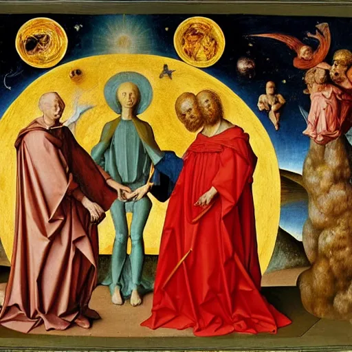 Image similar to creation of the universe by Hubert van Eyck and Jan van Eyck