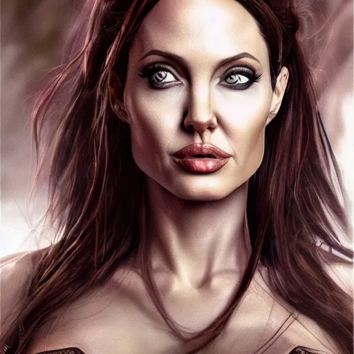 Prompt: matte painting portrait Angelina Jolie as Sarah Kerrigan queen of blades highly detailed ultra realism