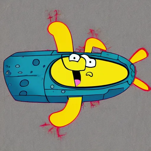 Image similar to crashed spaceship, spongebob