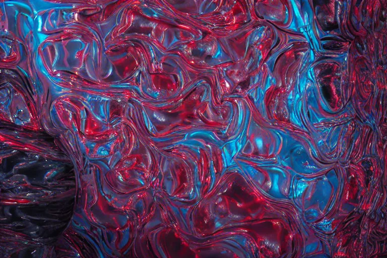Prompt: Painful pleasures by Lynda Benglis, stunning, liquid physics, high transparency, octane render, 4k, 8k