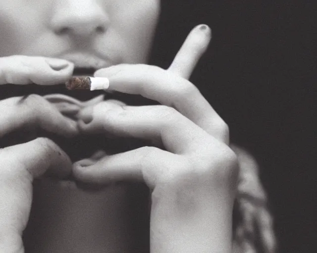 Image similar to a lomographic photo of woman hand with cigarette