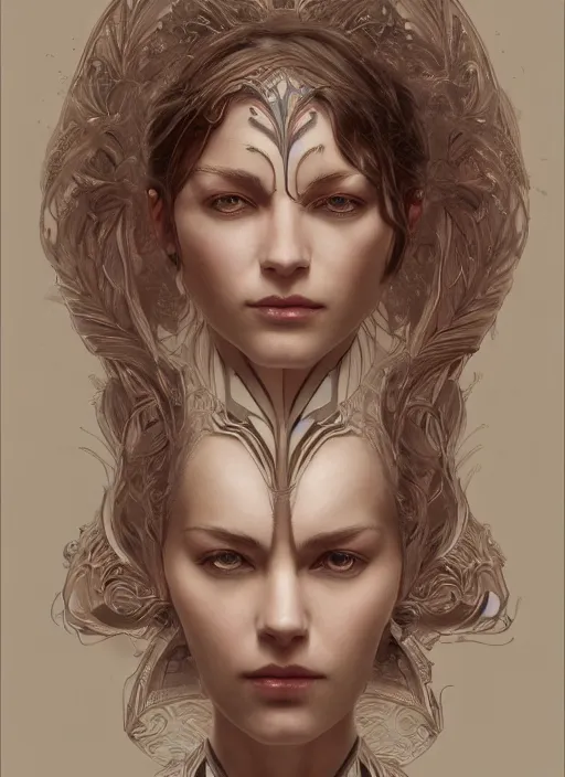 Image similar to symmetry!! alice, machine parts embedded into face, intricate, elegant, highly detailed, digital painting, artstation, concept art, smooth, sharp focus, illustration, art by artgerm and greg rutkowski and alphonse mucha, 8 k