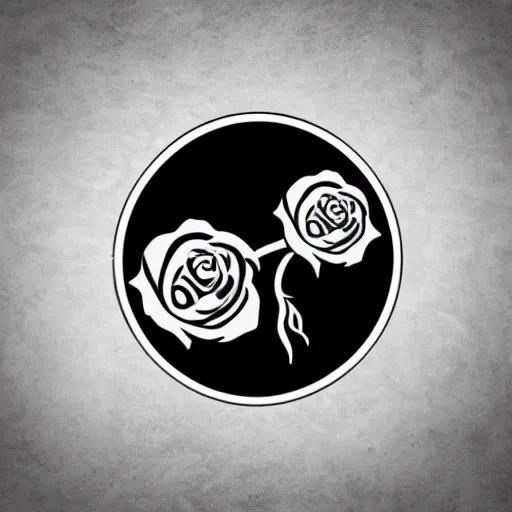 Image similar to a logo of roses, logo design, black and white liners