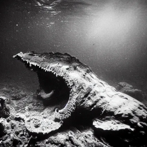 Prompt: underwater abyssal sea monster, dark, 35mm camera, horror