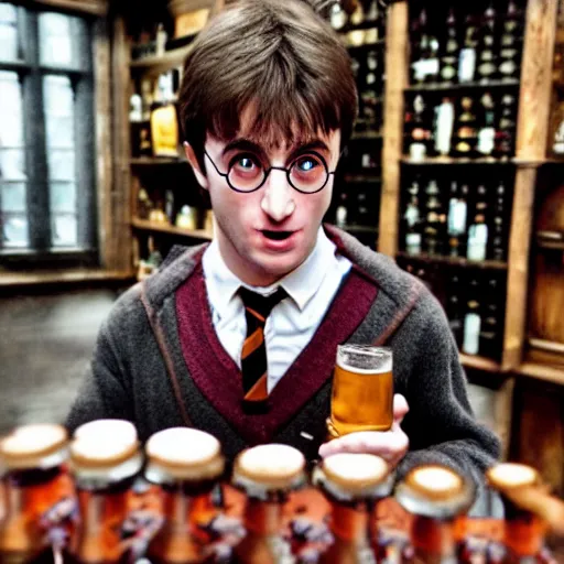 Prompt: harry potter discovers beer