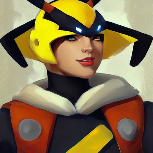 Prompt: greg manchess portrait painting of pikachu as overwatch character, medium shot, asymmetrical, profile picture, organic painting, sunny day, matte painting, bold shapes, hard edges, street art, trending on artstation, by huang guangjian and gil elvgren and sachin teng