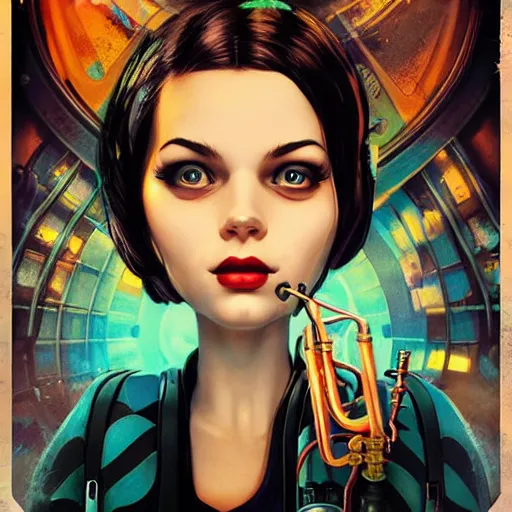 Image similar to Lofi BioShock BioPunk portrait Pixar style by Tristan Eaton Stanley Artgerm and Tom Bagshaw