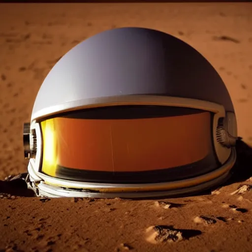 Image similar to wide angle pinhole photo of an astronaut infinite helmet on Mars award winning national geographic,mars surface can be seen in the helmet reflection