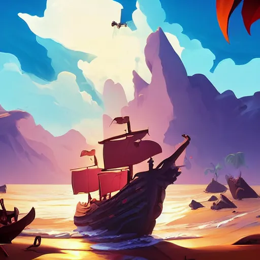 Image similar to painting treasure on sea of thieves game smooth median photoshop filter cutout vector, behance hd by jesper ejsing, by rhads, makoto shinkai and lois van baarle, ilya kuvshinov, rossdraws global illumination