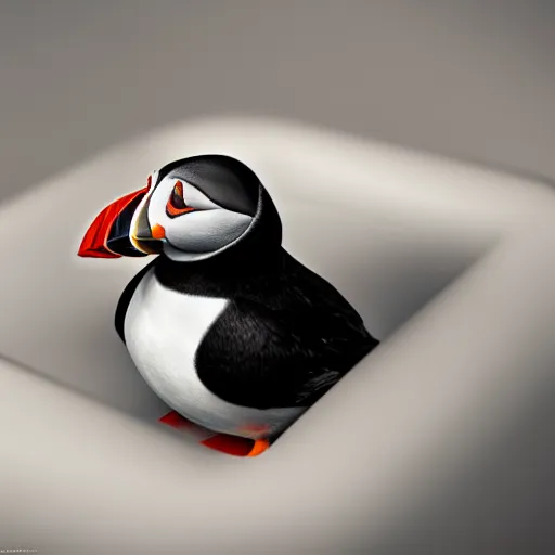 Prompt: puffin in a bed, Ultra realistic illustration, concept art, cgsociety, octane render, trending on artstation, artstationHD, artstationHQ, unreal engine, 4k, 8k --height 768