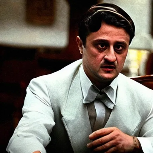 Image similar to Volodymyr Zelenskiy as Vito Corleone