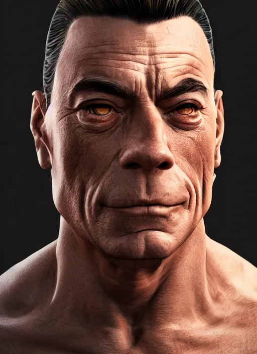 Image similar to A fantasy comic book style portrait painting of van damme as a monk, unreal 5, DAZ, hyperrealistic, octane render, RPG portrait, dynamic lighting