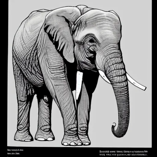 Image similar to ”biology text book scientific drawings of an animal hybrid of an elephant and a gorilla”