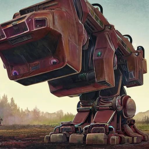 Image similar to giant quadrupedal mining robot, four legs, highly detailed body, industrial robot, photorealistic camera shot, in the style of simon stalenhag