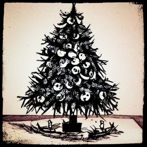 Prompt: christmas tree. dont starve style