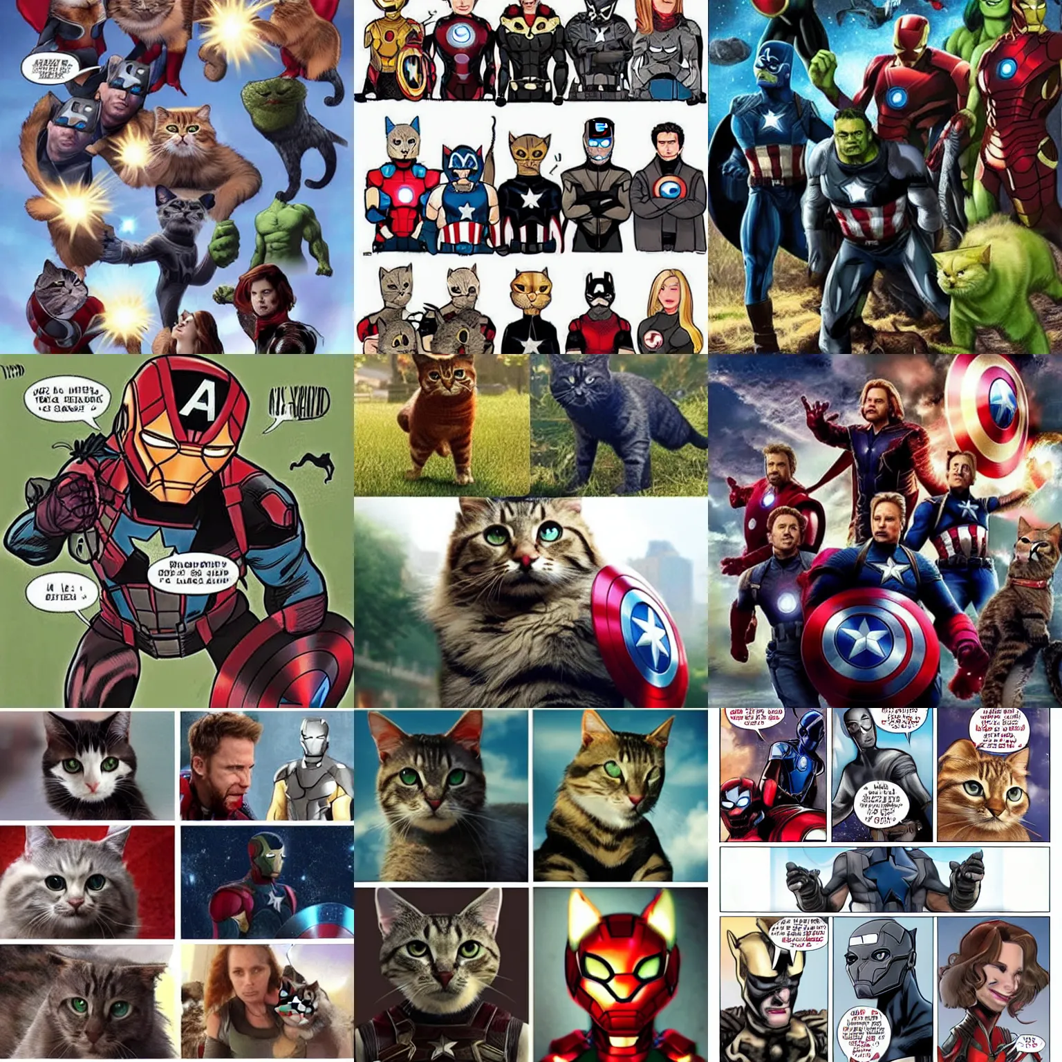 Prompt: avengers as cats