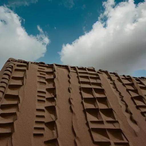 Prompt: buildings made of sand with glass sky