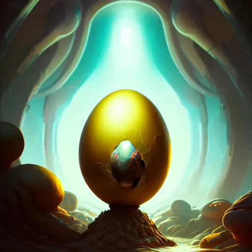 Image similar to beautiful decorative alien egg, deadly potion flowing from the top, rock and sand around, peter mohrbacher style, ray tracing, cinematic, digital art, realistic, octane render