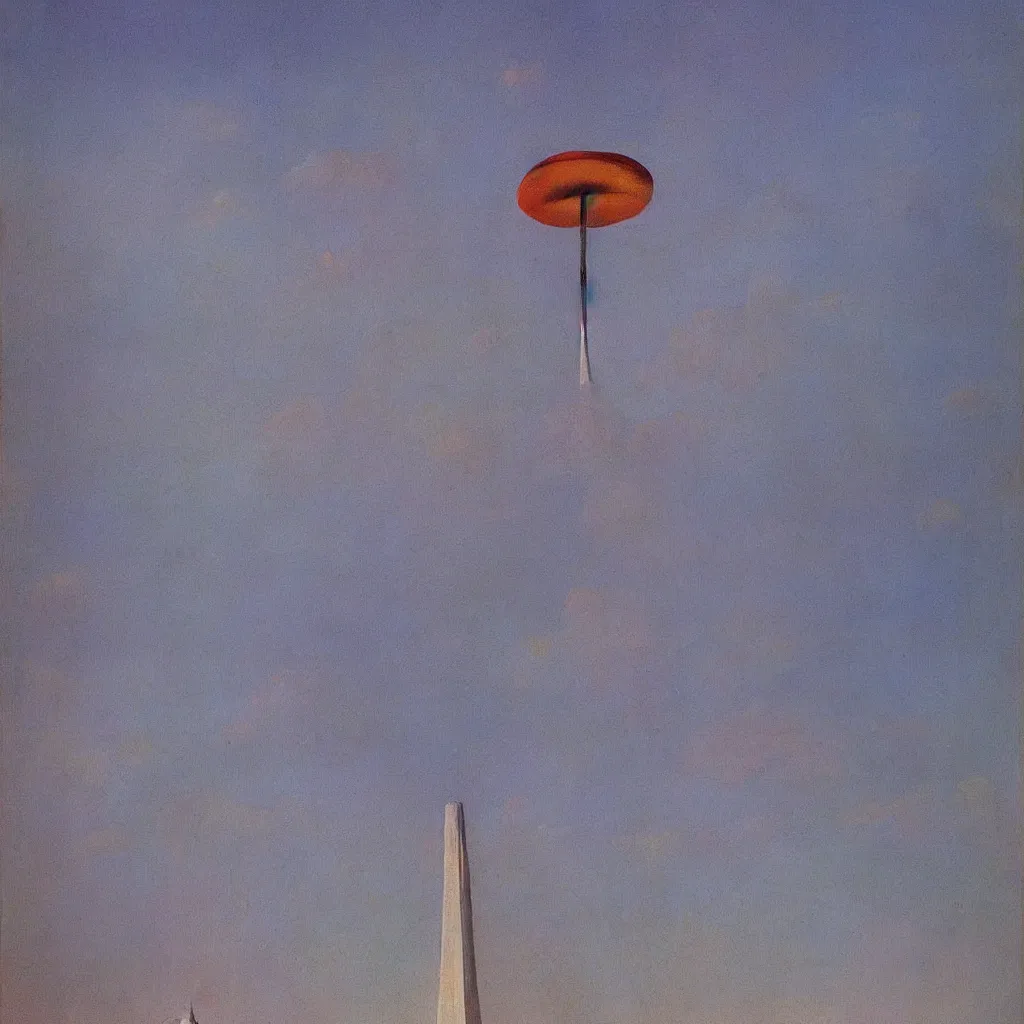 Prompt: a single! colorful! fungus tower clear empty sky, a high contrast!! ultradetailed painting by harry watrous, hard lighting, masterpiece,