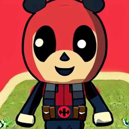 Prompt: deadpool as a character in animal crossing