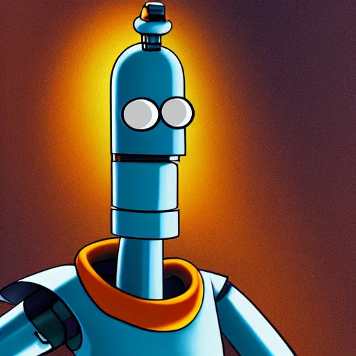 Prompt: bender from futurama, action pose, hyper realistic, ultra detailed, photorealistic, digital art,