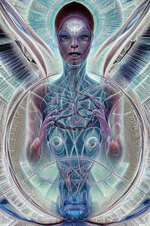 Prompt: Mark of the beast Centered, uncut, unzoom, symmetry. charachter illustration. Dmt entity manifestation. Surreal render, ultra realistic, zenith view. Made by hakan hisim feat cameron gray and alex grey. Polished. Inspired by patricio clarey, heidi taillefer scifi painter glenn brown. Slightly Decorated with Sacred geometry and fractals. Extremely ornated. artstation, cgsociety, unreal engine, ray tracing, detailed illustration, hd, 4k, digital art, overdetailed art. Intricate omnious visionary concept art, shamanic arts ayahuasca trip illustration. Extremely psychedelic. Dslr, tiltshift, dof. 64megapixel. complementing colors. Remixed by lyzergium.art feat binx.ly and machine.delusions. zerg aesthetics. Trending on artstation, deviantart
