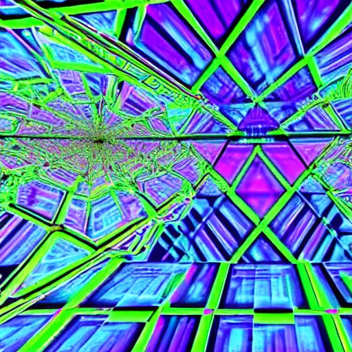 Prompt: a psychedelic fourth dimensional hypercube made of infinity mirrors