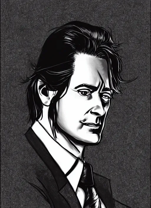 Image similar to portrait of kyle maclachlan as dale cooper by becky cloonan