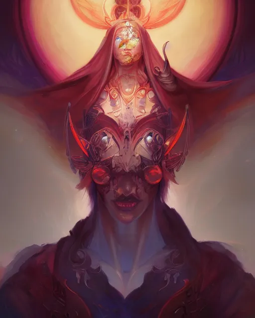 Image similar to portrait of a beautiful satanic cybernetic emanation, by pete mohrbacher and artgerm and wlop, digital art, highly detailed, intricate, fantasy, mystical, Trending on Artstation HQ, deviantart, unreal engine, 4K UHD image