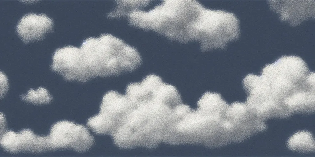 Prompt: peaceful puffy clouds, stipple, 4 k